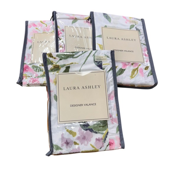 Lot of 4 Laura Ashley Meadow Breeze Floral Designer Valance 50x20 Tab Top NEW - Picture 1 of 11